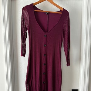 Express Brand Farbe Burgund Schiere Gefüttert Kleid Medium