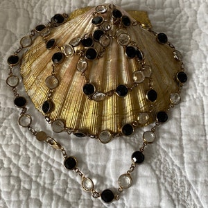 36&quot; Vintage Austrian Crystals  Black & White Bezel Set Necklace