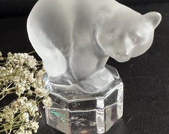 Vintage Goebel Crystal Polar Bear Figurine Crystale Collection Art Glass Paperweight