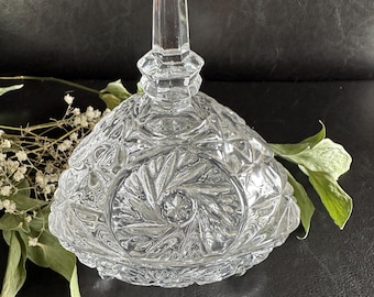 Vintage 1950s Hollywood Regency German Cut Crystal Triangle Candy Dish Footed 2 Piece Lidded Bowl  Vanity Bowl Germany