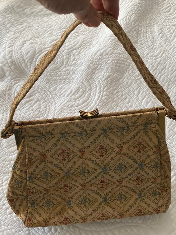 Roth Brand 1950's Tapestry Vintage Purse - image 6