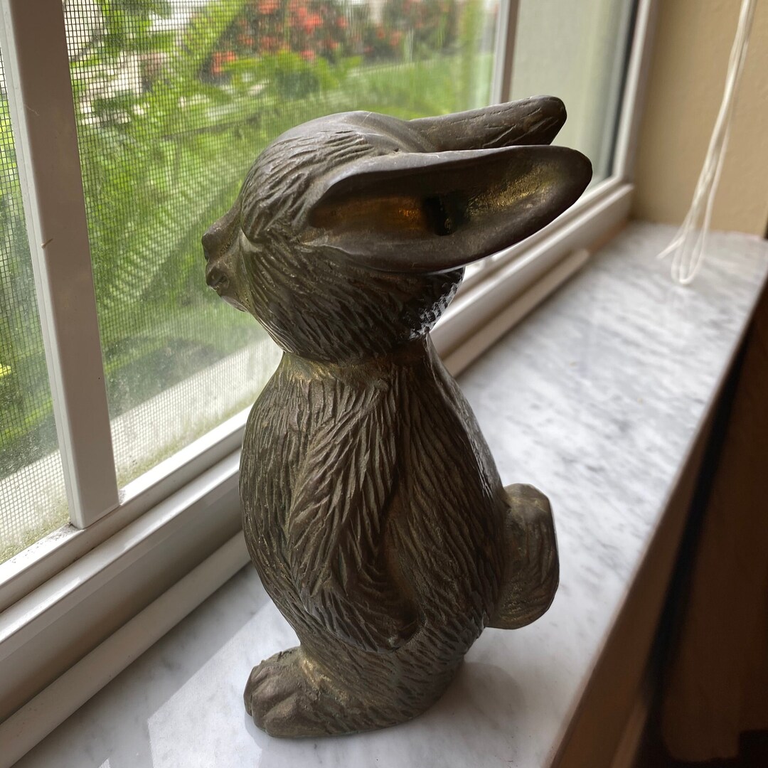 Vintage Bronze 6 Rabbit Statuefigure Heavy Weighted Standing Statue Etsy