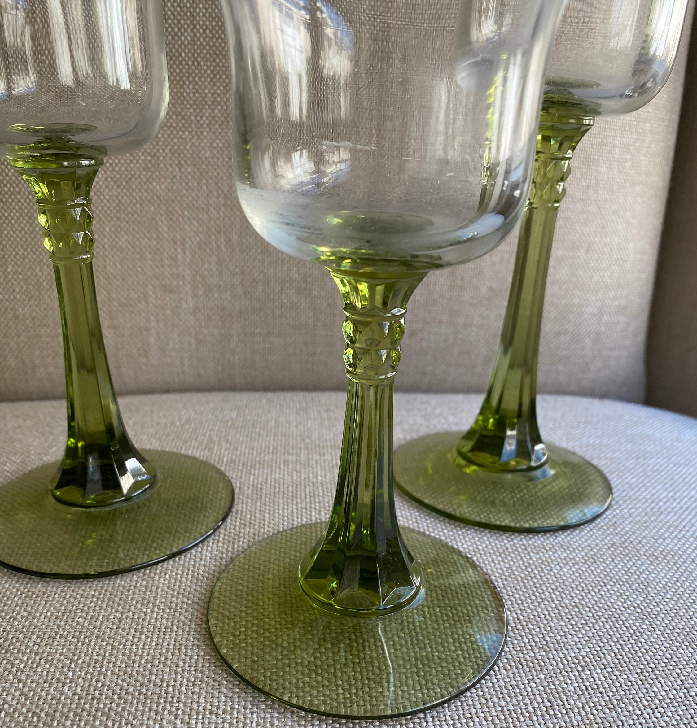 Set Di 3 Portacandele In Vetro Verde Vintage - Altezza 8 Cm - Motivi Retrò Per Tealight - Decorazione Da Tavolo