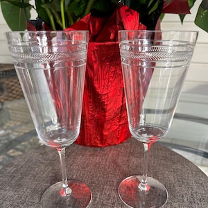 Kate Spade Lenox Crystal Library Stripe Herringbone 12oz Stemmed Iced Beverage Glass Set of 2