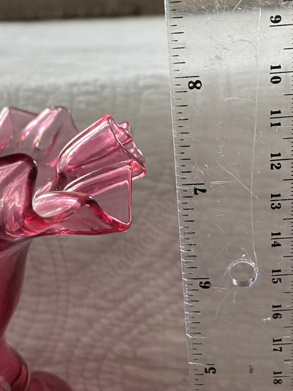フェントン/Fenton クランベリーピンク 花瓶 Vase アートガラス 美品 ヴィンテージ 8インチ フェントン アートガラス クランベリー