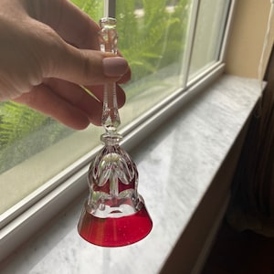 Bleikristall Lead Crystal Bell 24% Ruby Red Hand Cut To Clear WEST GERMANY Vintage
