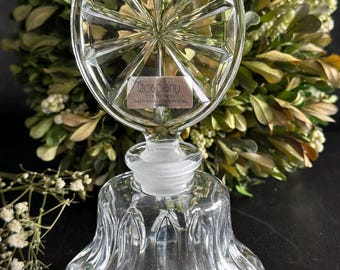 Vintage Toscany Lead Crystal Perfume Bottle, Textured Topper, Japan Vanity Decor