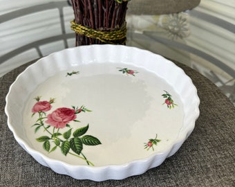 Christineholm 9 1/2" Porcelain Rose Pattern Quiche/Pie Baking Dish