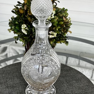 Vintage Pressed Etched Glass Decanter  The Byrdes Collection by Hofbauer Germany