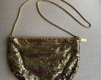 Lyrella Brand Gold Tone Vintage Metal Mesh Purse/Handbag