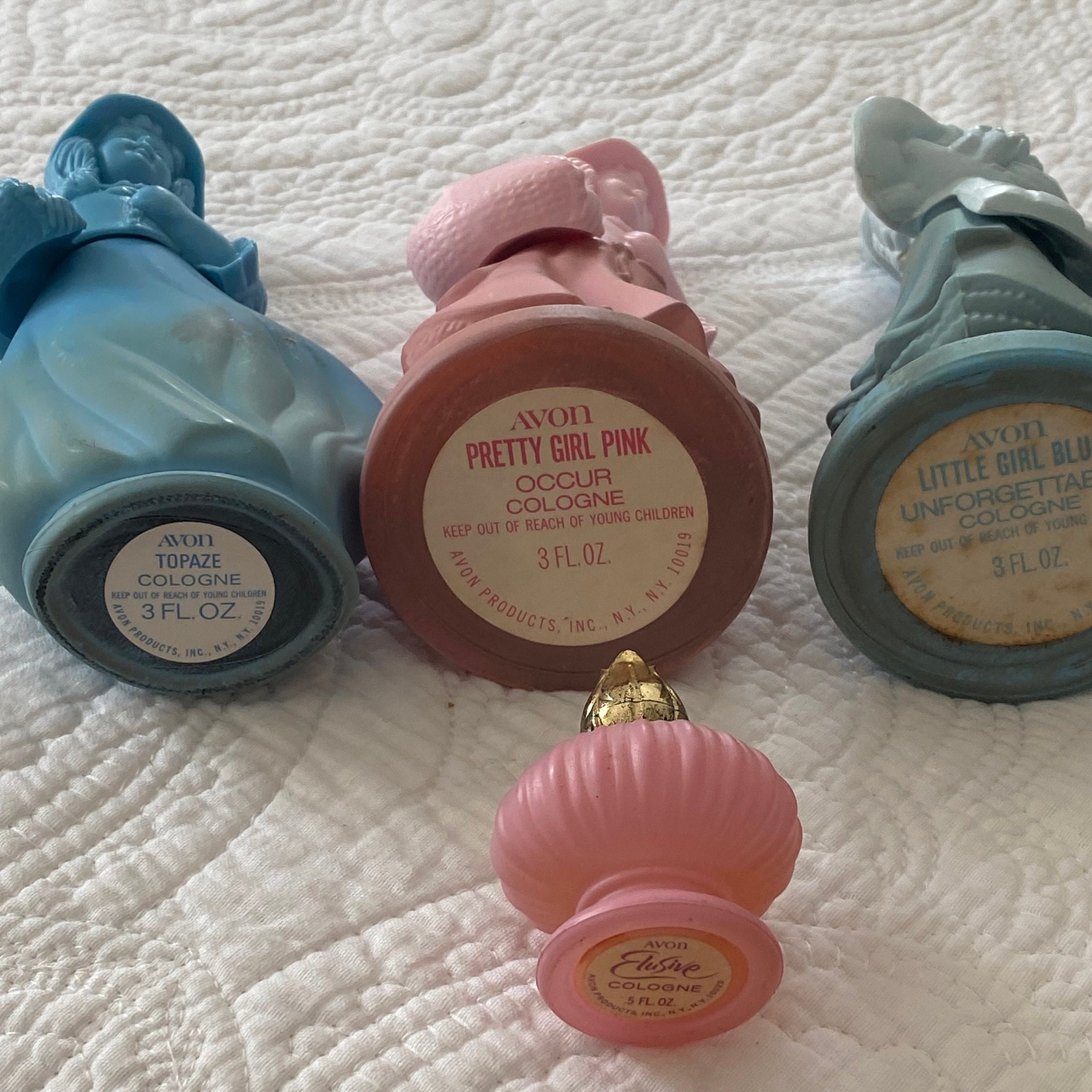 Avon Girl Figurine Perfume Vintage Bottles & Flower Set of 4 - Etsy