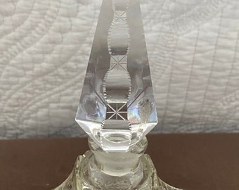 Vintage Deco Style Glass Van Shape Perfume Bottle with Crystal Stopper