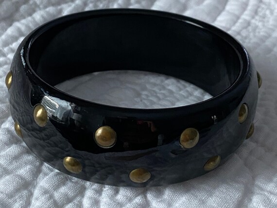 Bakelite Vintage Black with Brass Studs 1930's De… - image 3