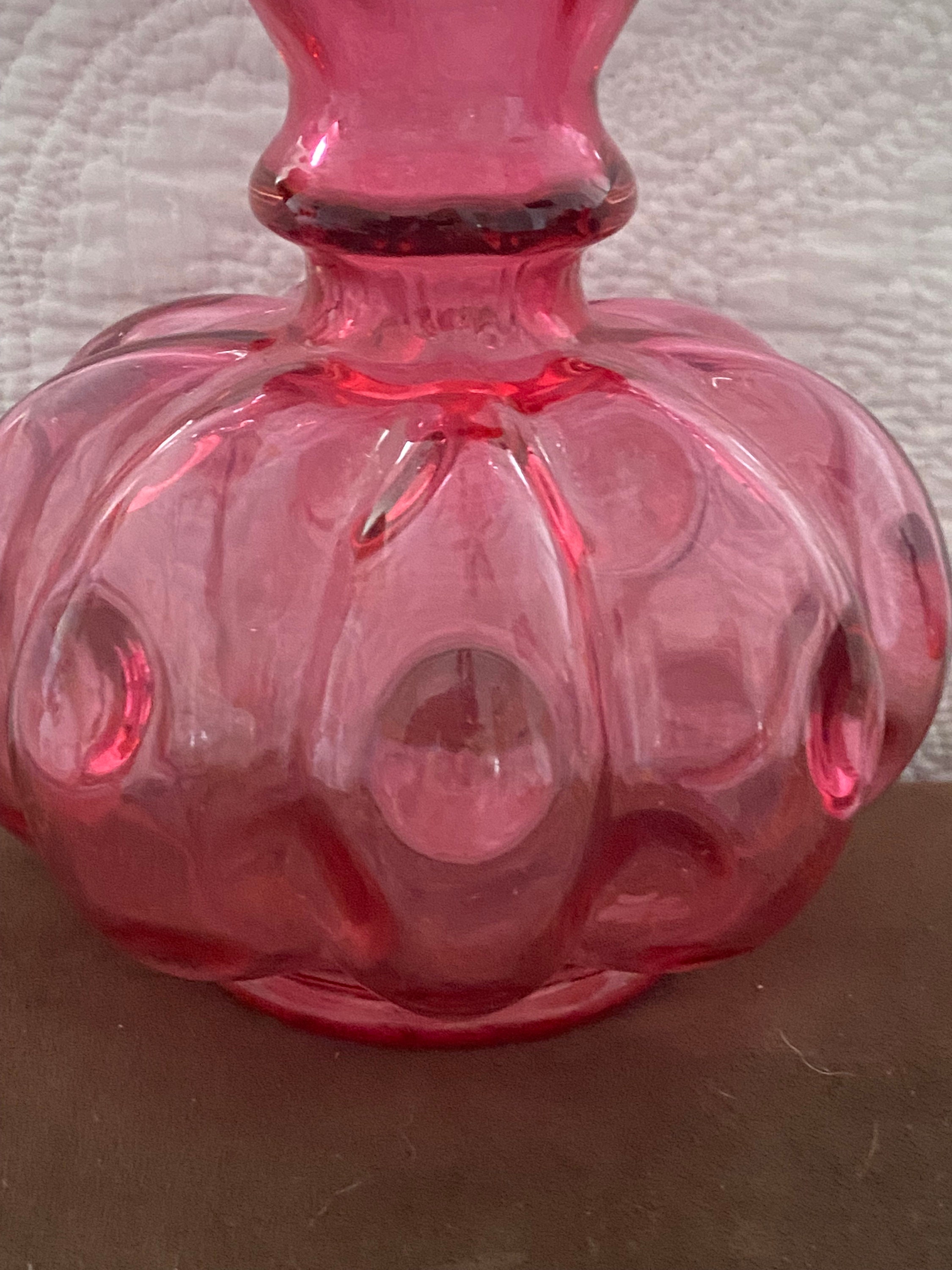 ヴィンテージ 8インチ フェントン アートガラス クランベリー