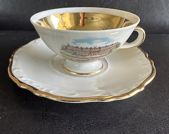 Vintage Waldershof Bavaria Porcelain Tea Cup & Saucer | 22K Gold