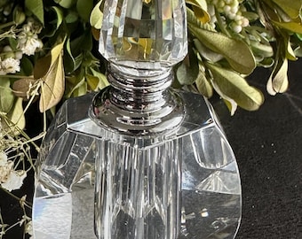 Crystal Perfume Bottle With Funnel - Clear Glass Scent Bottle - Vanity Decor
