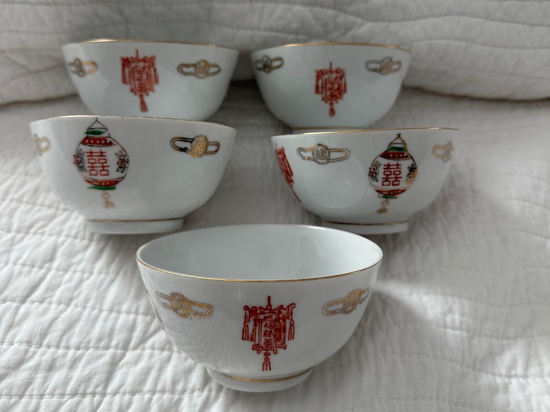 Asian Porcelain Vintage Tatung Rice Bowl Set of 5 Etsy