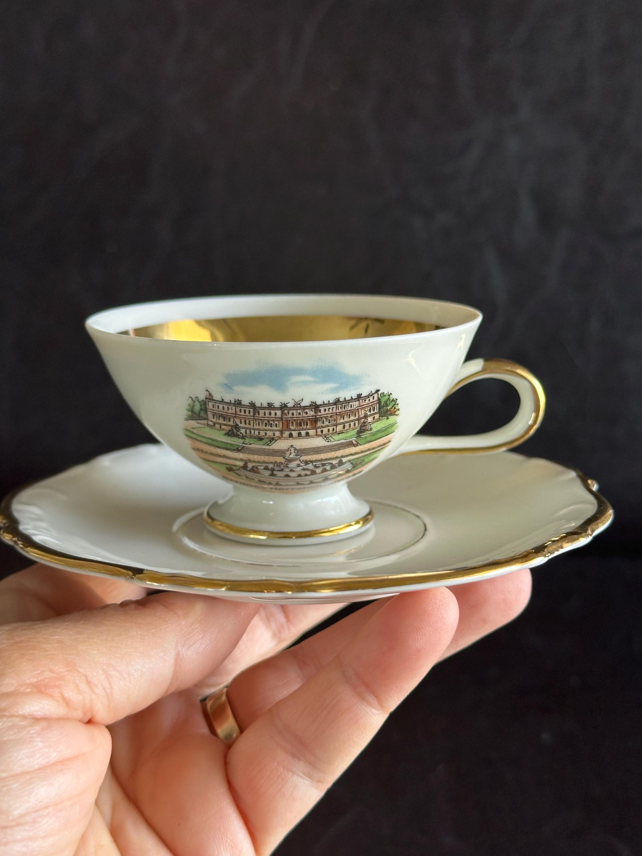 Waldershof Bavaria 陶器 灰皿 アザミ柄 金彩　1920年代 Vintage Waldershof Bavaria Porcelain Tea Cup & Saucer | 22K Gold