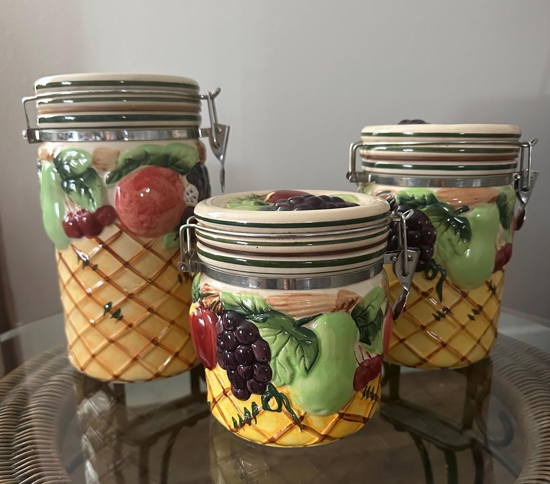 ビンテージ　キャニスターセット　ガレージ収納 鉄製ティーストレージジャー 蓋付き ヴィンテージスタイル キッチン用