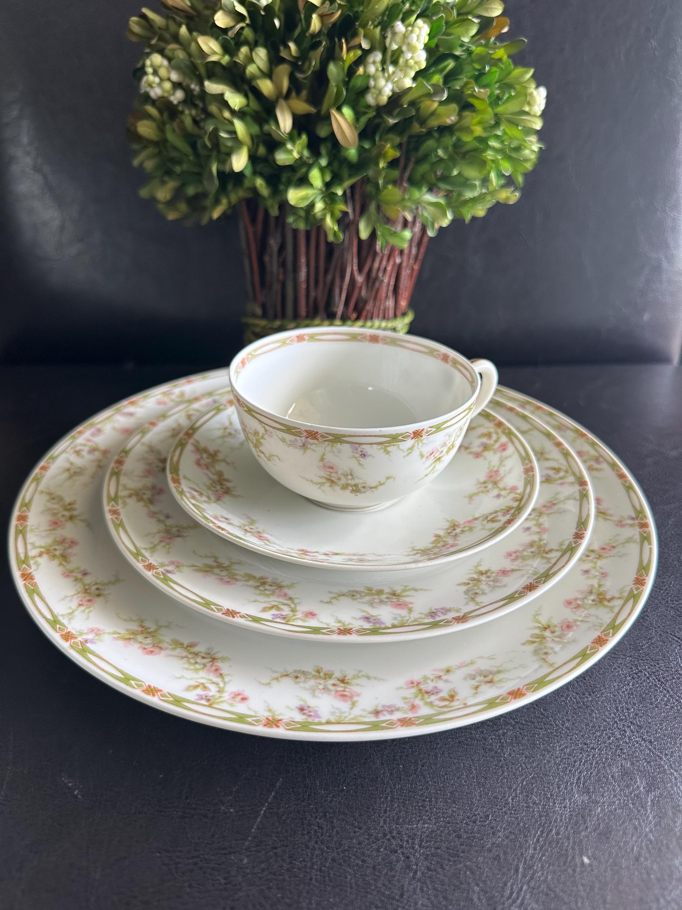 Antique 4pc Theodore Haviland Limoges Dinner Place Set | Pink