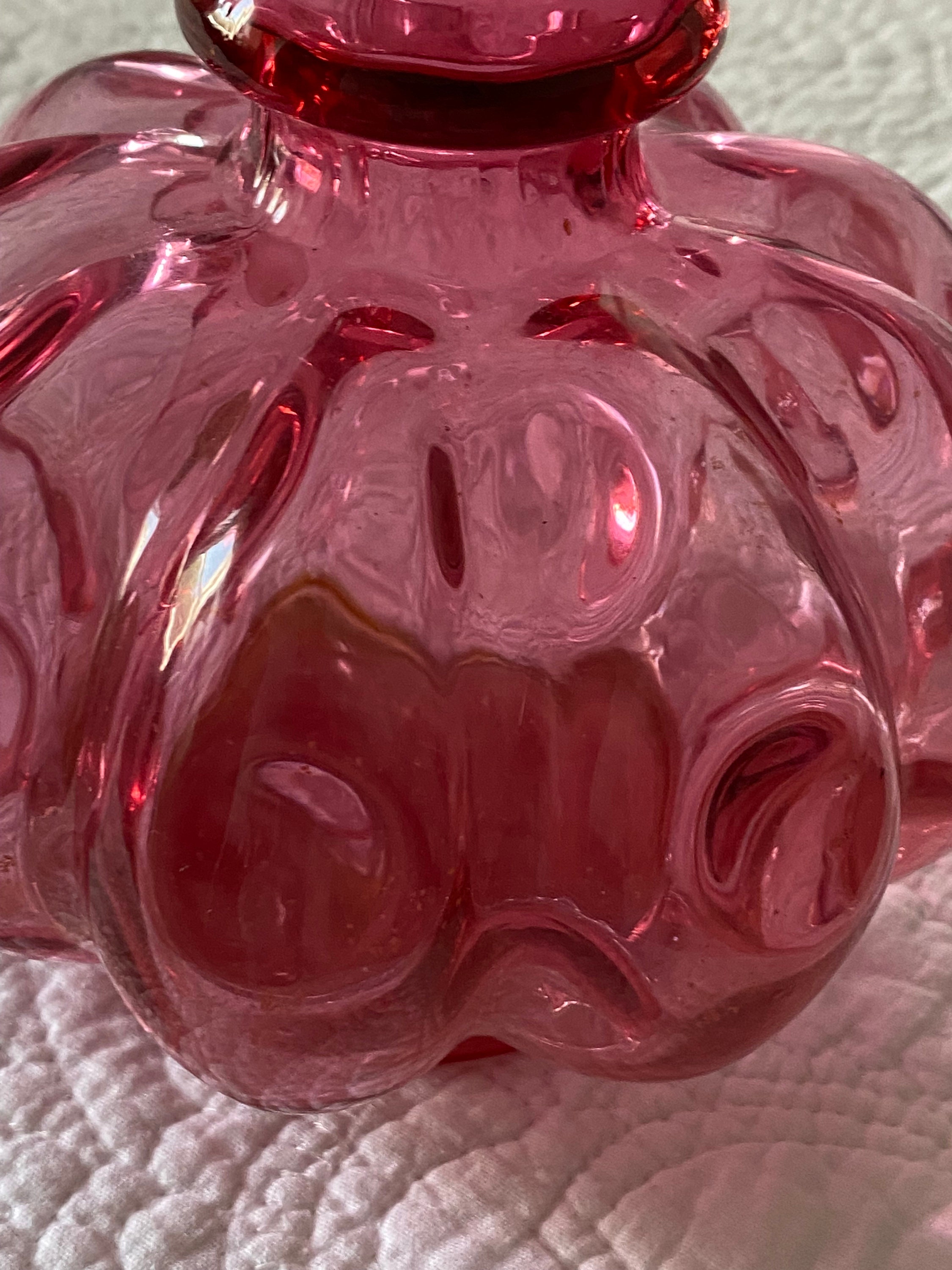 フェントン/Fenton クランベリーピンク 花瓶 Vase アートガラス 美品 ヴィンテージ 8インチ フェントン アートガラス クランベリー
