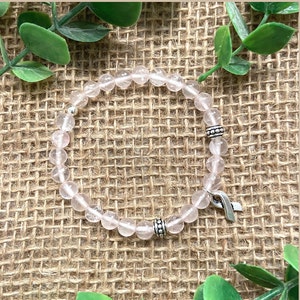 Rose Quartz Cancer Awareness Crystal Bracelet | Healing Crystals | Cancer Awareness Gift