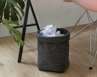 Waste paper basket made of upcycling PET felt 15 liters - waste bin made in Germany - office waste paper basket - children's waste paper basket - waste paper collector (anthracite)