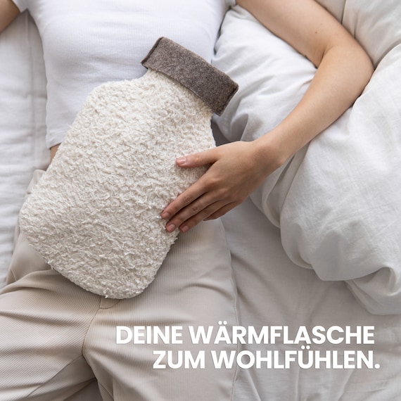 Wärmflasche aus weicher Bio-Baumwolle und Filz Wärmflasche Bezug Wärmeflasche Hot water bottle cover TÜV geprüft & getestet