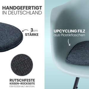 Sitzkissen Filz Eckig rutschfest aus Recycling Filz Stuhlkissen für Vitra Eames, All Plastic, HAY, HAL, Tip Ton & weitere Designerstühle zdjęcie 3