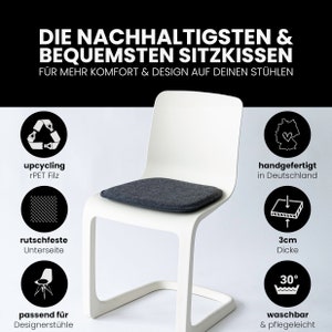 Coussin d'assise carré antidérapant en feutre recyclé coussin de chaise pour Vitra Eames, All Plastic, HAY, HAL, Tip Ton et autres chaises design image 3