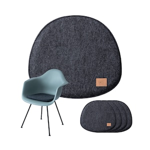 Juego de 4 cojines de asiento, cojines de silla hechos de fieltro rPET reciclado, funda de asiento para Vitra Eames Plastic & Fiberglass DAW, DAR, DAX, Verner Panton gris imagen 1