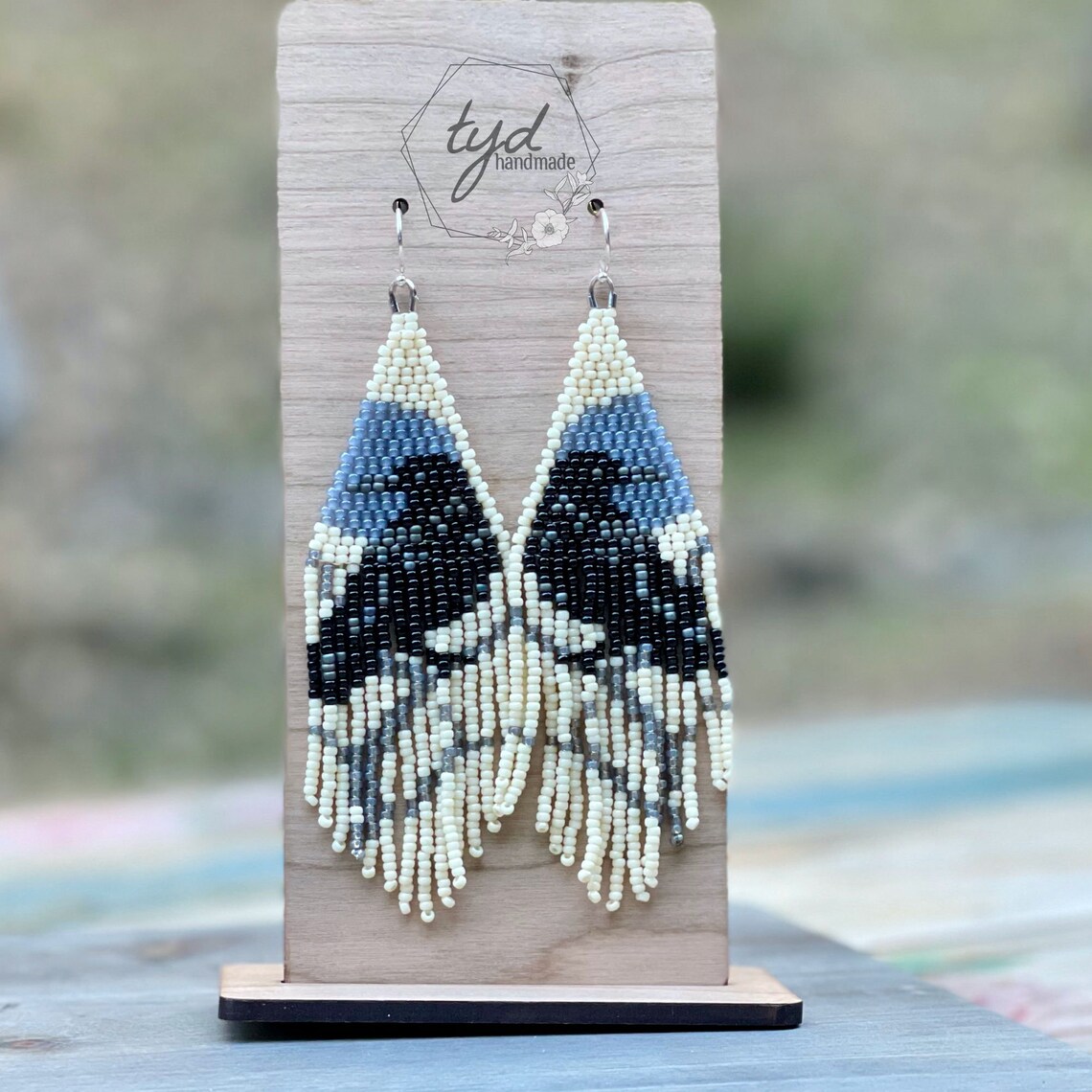 Raven Beaded Fringe Earrings Etsy