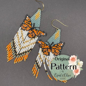 Monarch fringe earrings original pattern by Opal and Olive Designs
