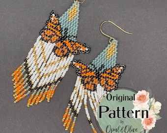 Monarch fringe earrings original pattern by Opal and Olive Designs