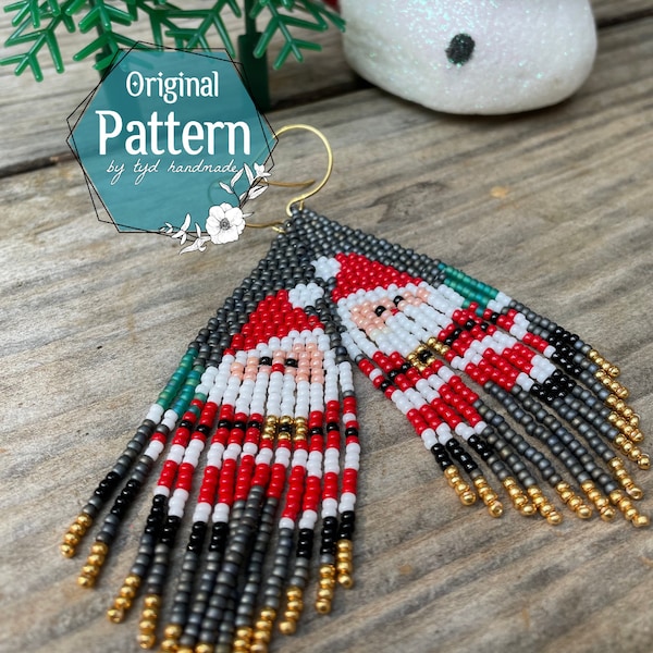 Santa fringe earrings pattern by Opal and Olive Designs