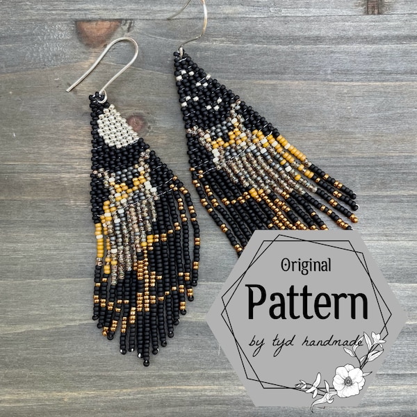 Motif de boucles d'oreilles à franges Twyla Great Horned Owl par Opal and Olive Designs