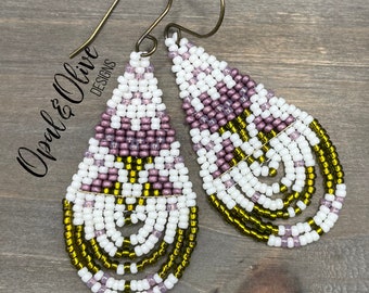 Astrid earrings, beaded teardrop earrings