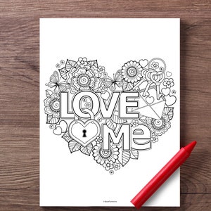 Kolorowanka Love Me - Insta Digital Download - Arkusze do kolorowania dla dzieci - Kolorowanki do druku dla dzieci