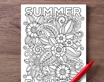Summer Flowers Coloring Page - Insta Digital Download - Kids Coloring Sheets - Printable Coloring For Kids