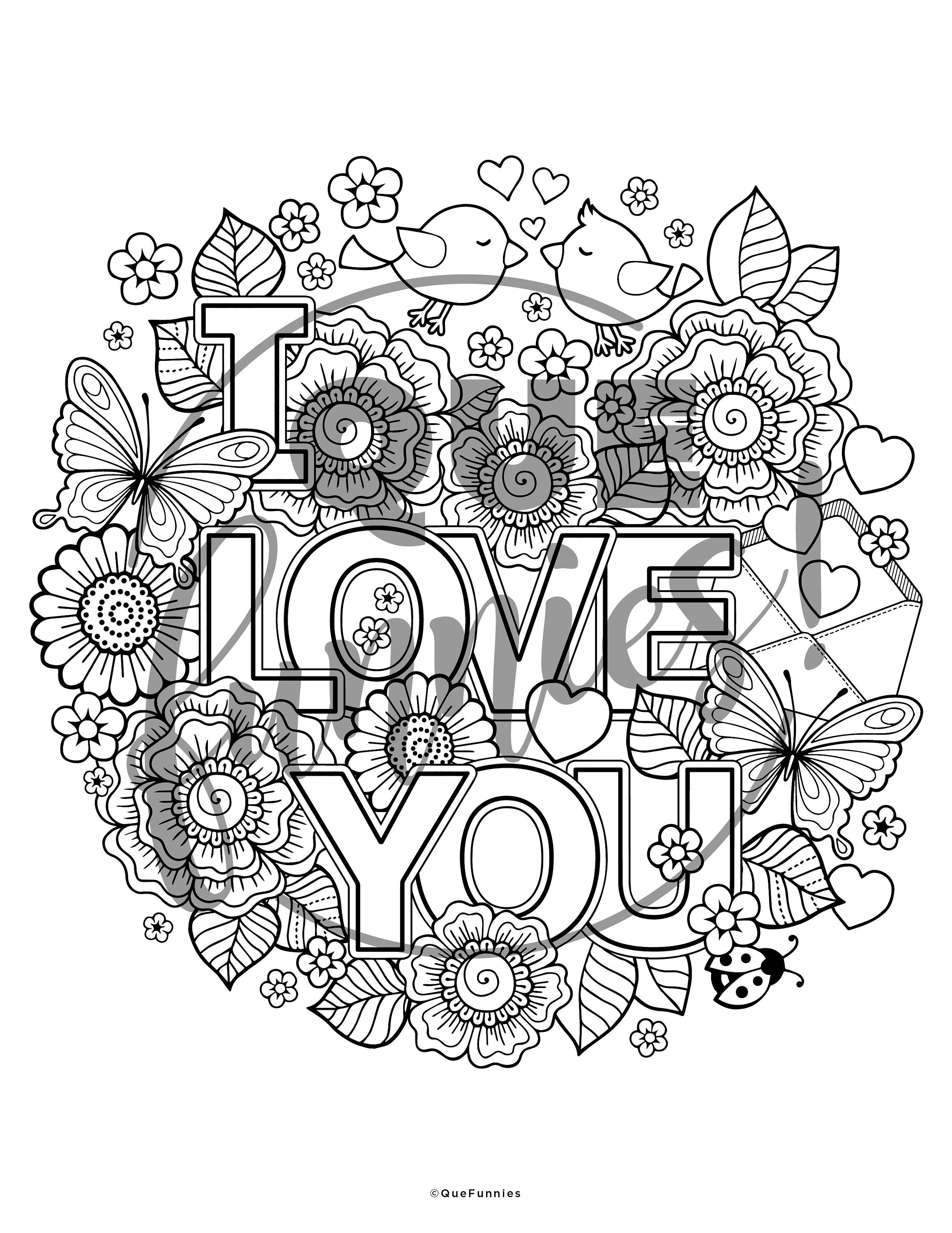I Love You Coloring Page - Insta Digital Download - Kids Coloring ...