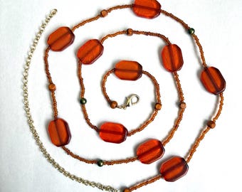 Bead Belt Orange Statement Waist Chain
