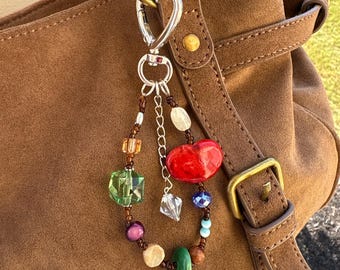 Taschenanhänger, Herz Karabiner silber, Taschenanhänger mit Herz, Taschenanhänger für Geldbörse oder Schlüssel