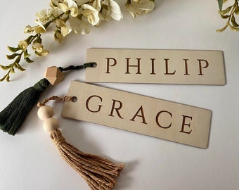 PERSONALIZED Wooden Bookmarks with Tassel
