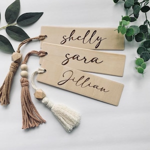 PERSONALIZED Wooden Bookmarks with Tassel