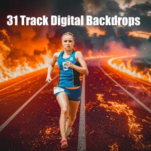 Fondo digital de 31 pistas de atletismo, fondo para fotografía deportiva, retrato de atleta, compañero de recuerdo, foto de último año, accesorio de fotografía