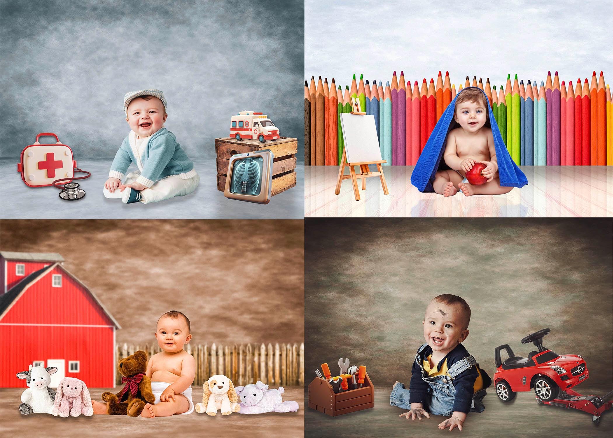 10 Sitter Digital Backdrops, Kids Digital Background, Themed Backdrop ...