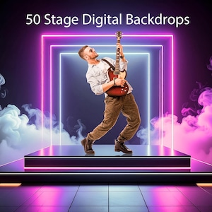 50 fondos digitales de neón para escenarios, fondos digitales para teatros editoriales, fondos para presentaciones dramáticas, fondos para recitales y accesorios fotográficos.