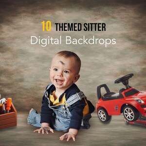 10 Sitter Digital Backdrops, Kids digital background, Themed backdrop, Children’s digital backdrops, Instant download.