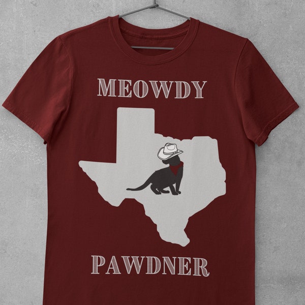 Texas Meowdy Pawdner Cat T-Shirt | Cowboy Kitten Tee | Howdy Partner Cat Shirt | College Football A&M| Funny Cat Mom Dad Birthday Gift