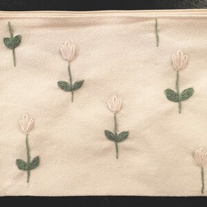Tulip Pouch; makeup pouch; pencil pouch; everyday pouch; Mother&#39;s day; tulip embroidery